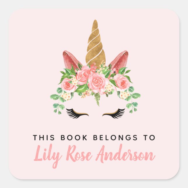 This Book Belongs To Pink Unicorn Bookplate (Front)