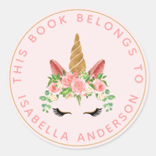 This Book Belongs To Pink Unicorn Bookplate