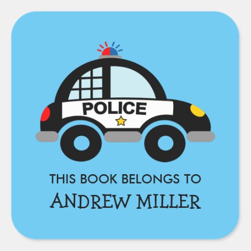 This book belongs to police car book label sticker