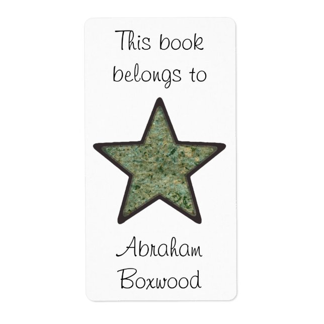 This Book Belongs To Rock Texture Star Custom Name Label (Front)