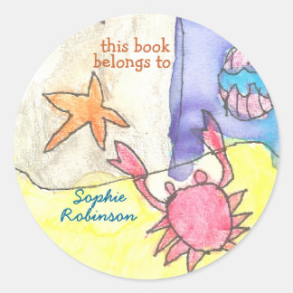 "This book belongs to" seascape bookplate