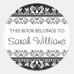 This book belongs to stickers stylish black damask