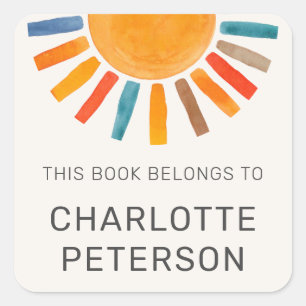 This Book Belongs To Sun Personalized Square Sticker