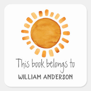 This Book Belongs To- Sunshine Personalized  Square Sticker