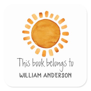 This Book Belongs To- Sunshine Personalized  Square Sticker