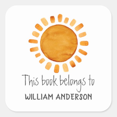 This Book Belongs To_ Sunshine Personalized  Square Sticker