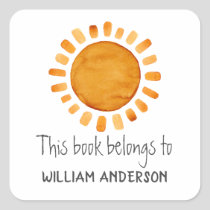 This Book Belongs To- Sunshine Personalized  Square Sticker