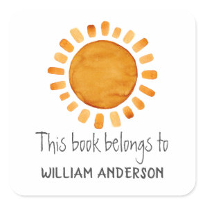 This Book Belongs To- Sunshine Personalized Square Sticker