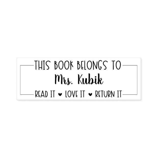This Book Belongs To Teacher Library Stamp (Design)
