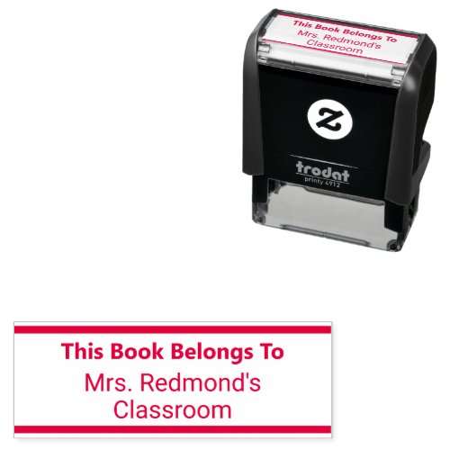 This Book Belongs To Teacher Name Template Self_inking Stamp