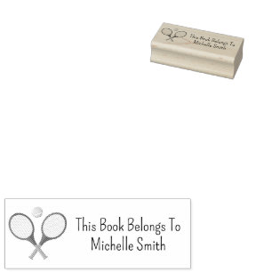 This Book Belongs To, Tennis Ball Personalized Rubber Stamp