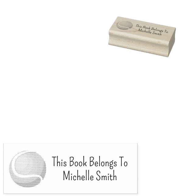 This Book Belongs To, Tennis Ball Personalized    Rubber Stamp (Stamped)