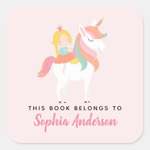This Book Belongs To Unicorn Princess Bookplate