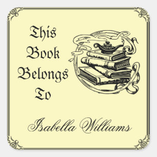This Book Belongs to Vintage Custom Name Bookplate