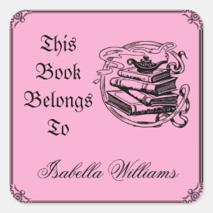 This Book Belongs to Vintage Custom Name Bookplate