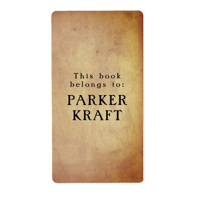 This Book Belongs to Vintage Paper Bookplate (Front)