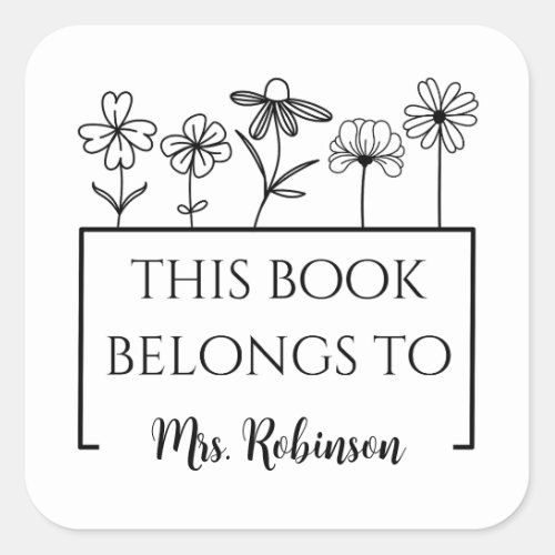 This Book Belongs to Wildflower Classroom Library Square Sticker