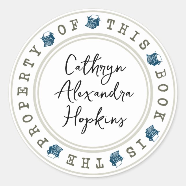 "This Book Is The Property Of" Sticker Template (Front)