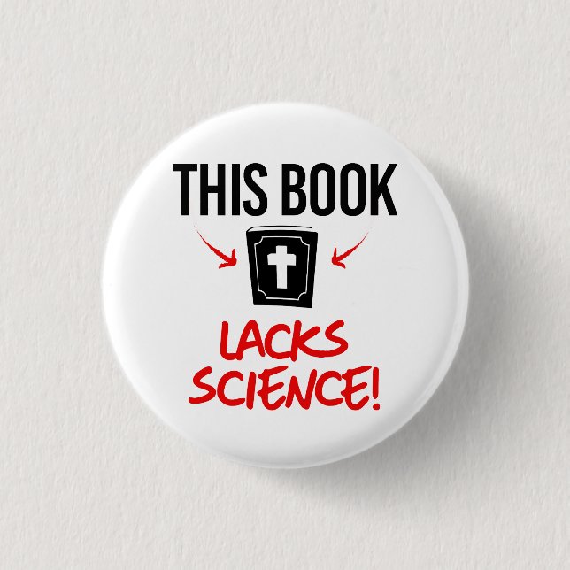 This book lacks science button (Front)