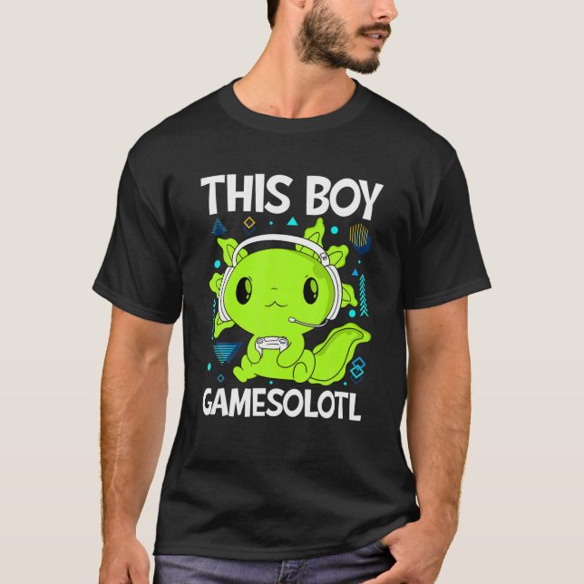 This Boy Gamesolotl, Video Game Axolotl Gaming T-Shirt (Front)