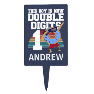 This Boy is Now Double Digits Funny 10th Birthday Cake Topper