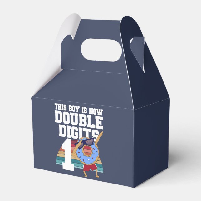 This Boy is Now Double Digits Funny 10th Birthday Favor Boxes (Front Side)