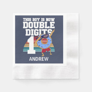 This Boy is Now Double Digits Funny 10th Birthday Napkins
