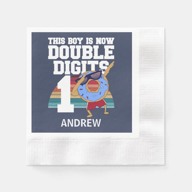 This Boy is Now Double Digits Funny 10th Birthday Napkins (Front)