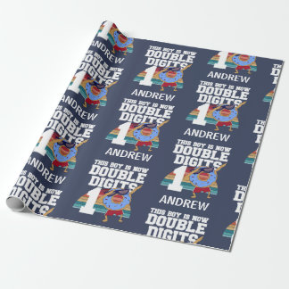 This Boy is Now Double Digits Funny 10th Birthday Wrapping Paper