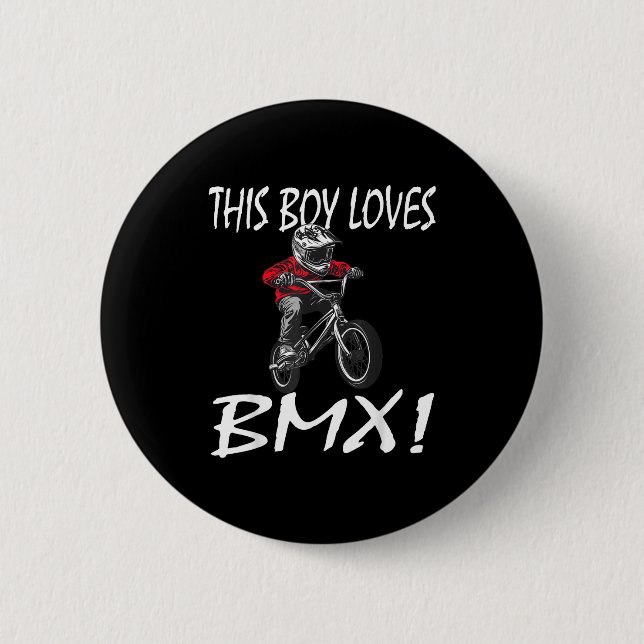 This Boy Loves Bmx, Kids Bmx  Button (Front)