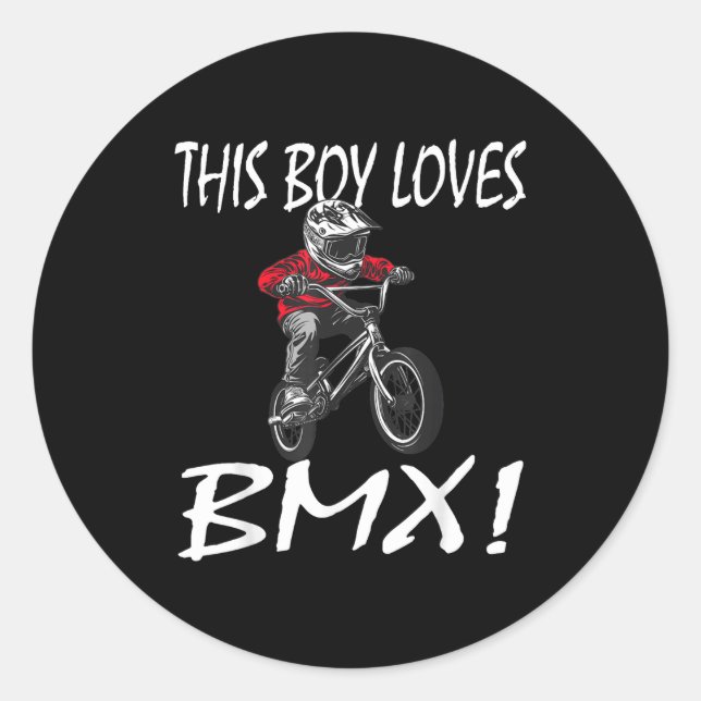 This Boy Loves Bmx, Kids Bmx  Classic Round Sticker (Front)