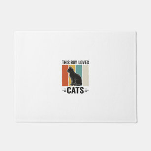 This Boy Loves Cats Retro Cat Lover Design_1 Doormat