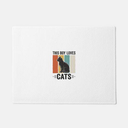 This Boy Loves Cats Retro Cat Lover Design_1 Doormat