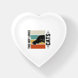 This Boy Loves Cats Retro Cat Lover Design_1 Paperweight