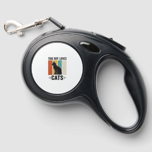 This Boy Loves Cats Retro Cat Lover Design_1 Retractable Pet Leash