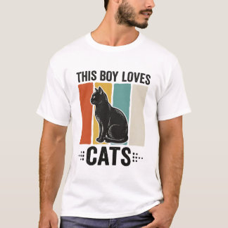 This Boy Loves Cats Retro Cat Lover Design_1 T-Shirt