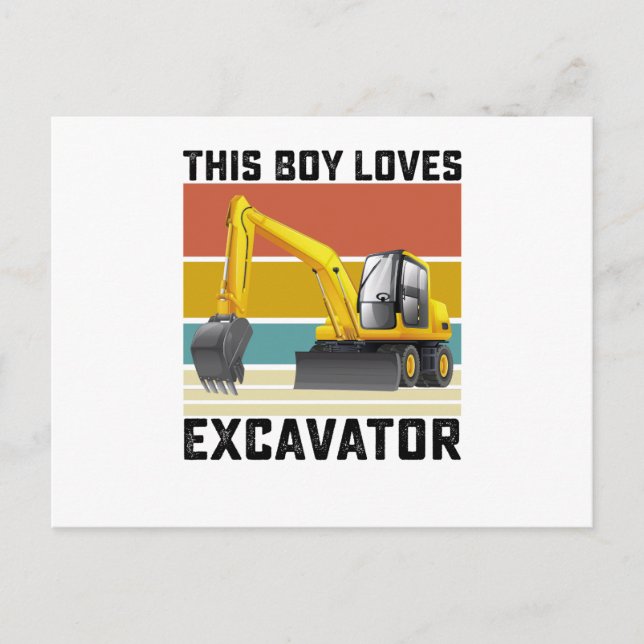 This Boy Loves Excavator Postcard (Front)