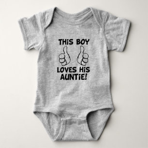 This Boy Loves his Auntie funny baby boy Baby Bodysuit