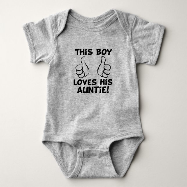 This Boy Loves his Auntie funny baby boy Baby Bodysuit (Front)