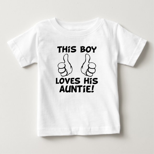 This Boy Loves his Auntie funny baby boy shirt (Front)