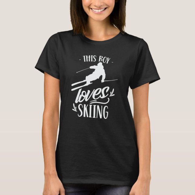 This Boy Loves Skiing Skiers Skier Ski Winter Spor T-Shirt (Front)