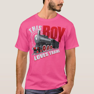 This boy loves trains locomotives Kid sboys train  T-Shirt