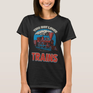This Boy Loves Trains Train Boys Wagon Lover Retro T-Shirt