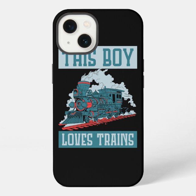 This Boy Loves Trains Wagon Train Iphone Case (Back)