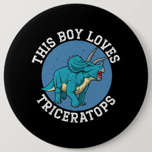 This Boy Loves Triceratops Dinosaur Prehistoric Di Button