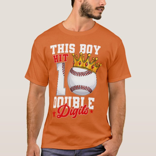 This Boy Now 10 Double Digits Baseball 10th Birthd T-Shirt (Front)