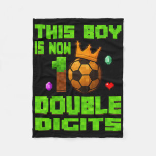 This Boy Now 10 Double Digits Soccer 10 Years Old  Fleece Blanket