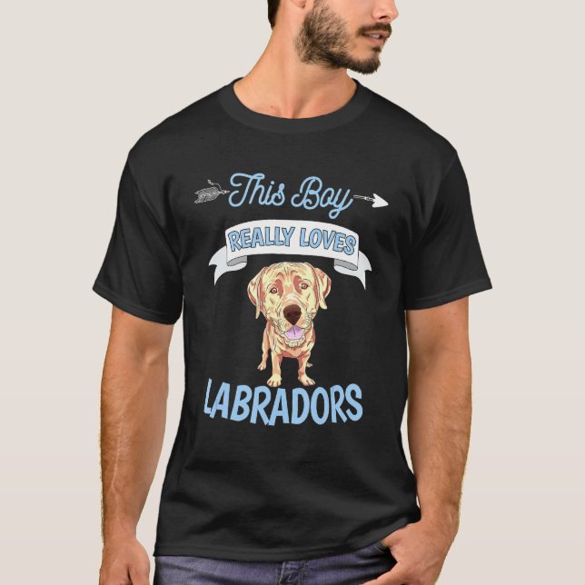 This Boy Really Loves Labradors Yellow Lab Labrado T-Shirt (Front)