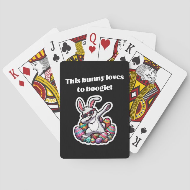 This bunny loves to boogie! poker cards (Back)