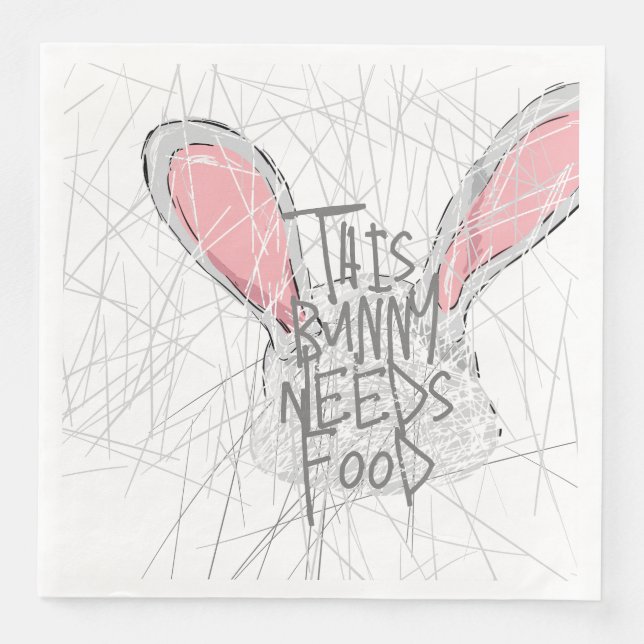 "This Bunny Needs Food” | Easter Napkin (Front)